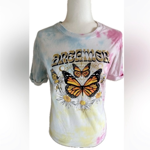 Cotton Candy Tye Dye Butterfly Nature Dreamer Short Sleeve T-Shirt size S - Picture 2 of 7
